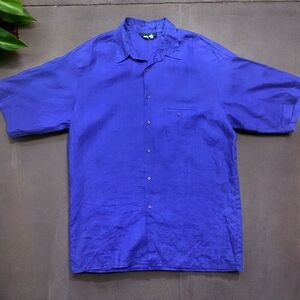 James Lord Vintage 90s Button Front Purple Linen Casual Shirt Men's Size Large